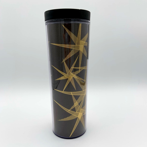 Starbucks‎ 2013 Grande Tumbler Black Gold Starburst Insulated Travel Cup Retro - Picture 3 of 12